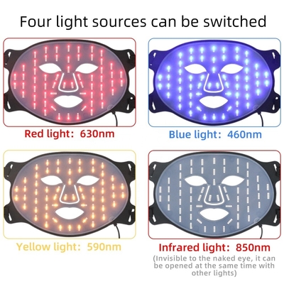ماسک صورت سیلیکونی قابل حمل LED مراقبت از پوست 4 رنگ پاک کننده چین و چروک برای گردن / گلو